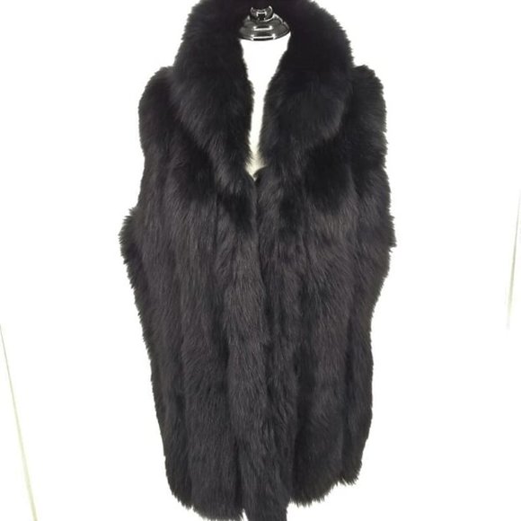 Belle Fare Jackets & Blazers - Belle Fare Medium Vest Black Fur Angora Fox